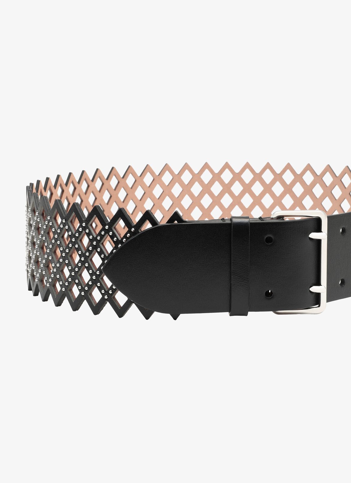 BELT CUIR LUX LOSANGE+CLOU BLACK ALAÏA BLACK  BELT CUIR LUX LOSANGE+CLOU BLACK
